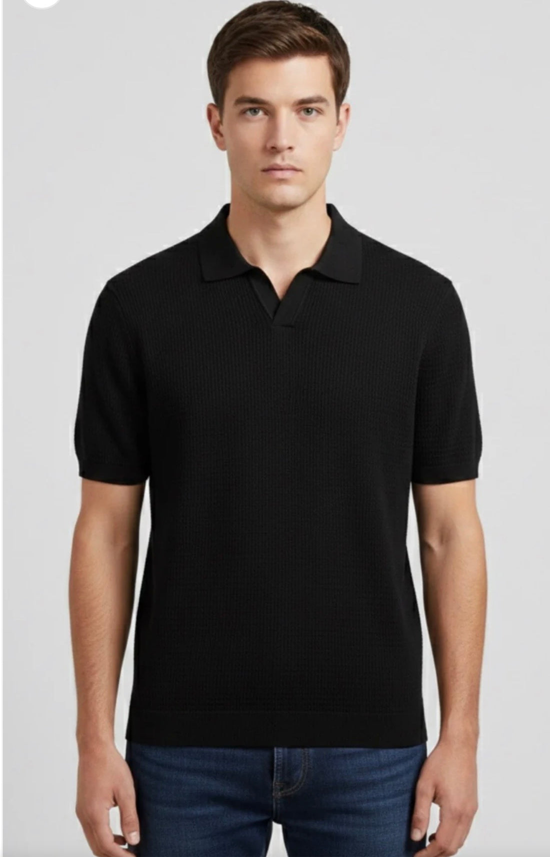 Zara Imported Knitted Polo - Jet Black