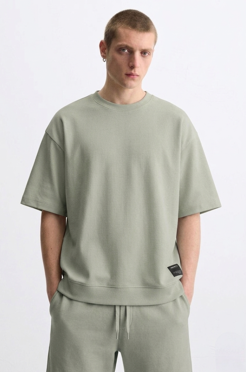 Pull&Bear Heavy Tee - Sage Green