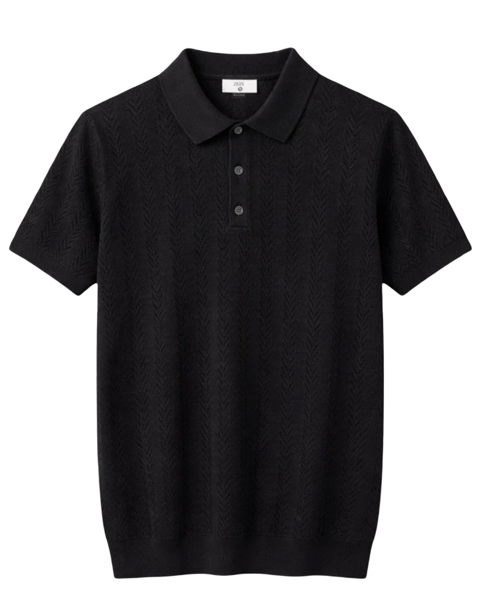 Zara Imported Knitted Polo - Knitted Black