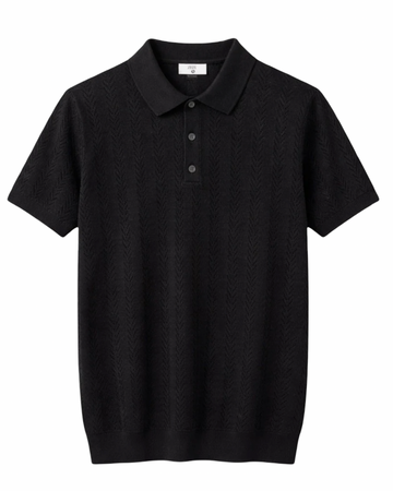 Zara Imported Knitted Polo - Knitted Black