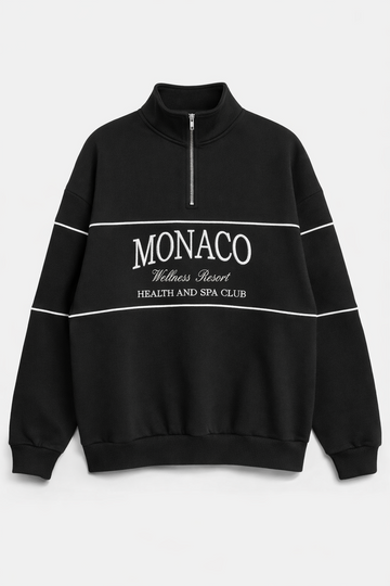 Monaco Premium Unisex Quarter-Zip - Jet Black