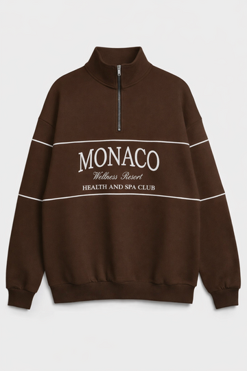 Monaco Premium Unisex Quarter-Zip - Chocolate Brown