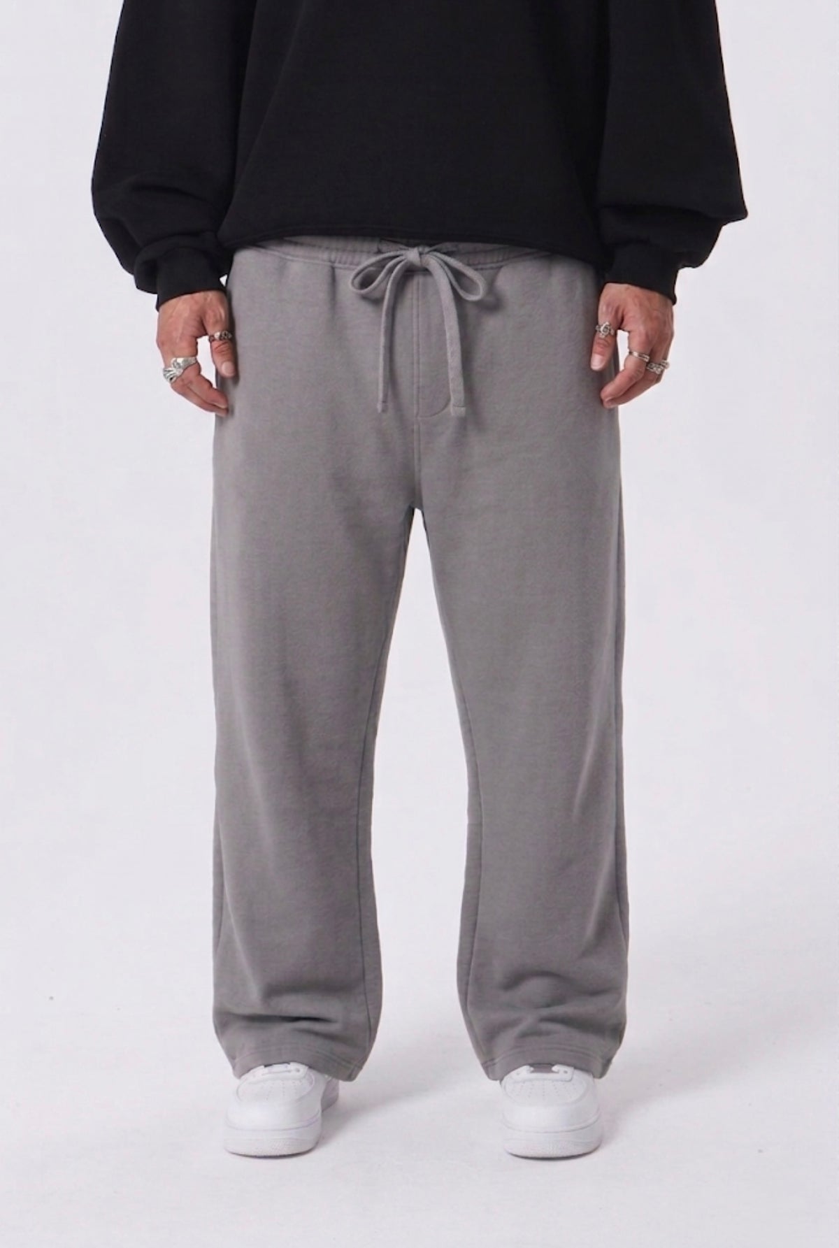 European Wide Leg Trouser - silver Grey
