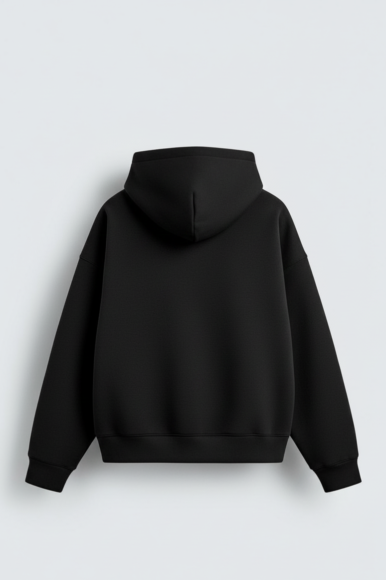 Zara Premium Unisex Plain Hoodie - Jet Black