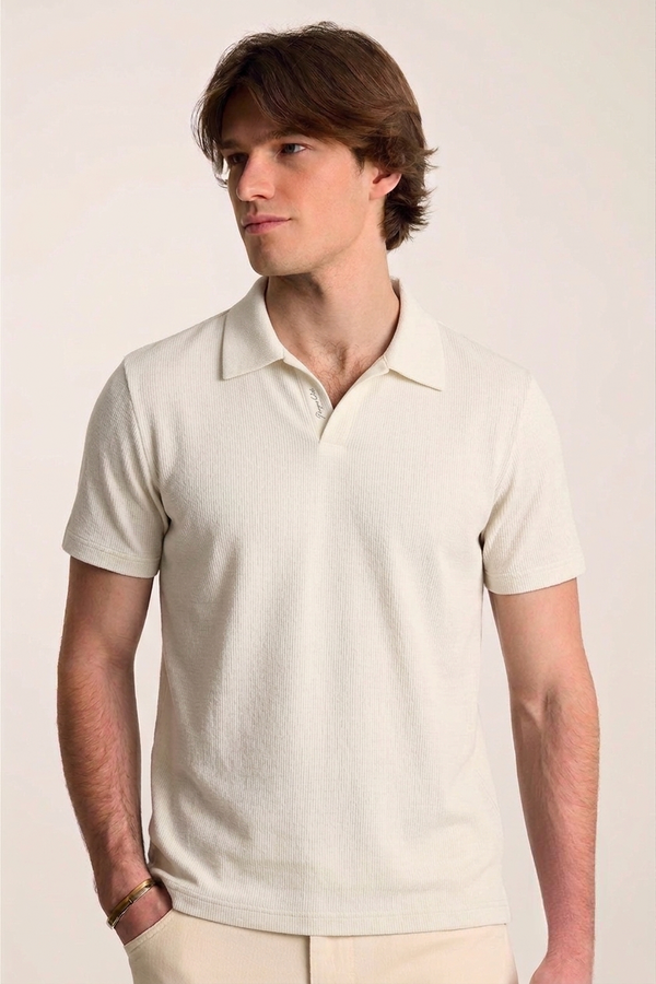 Zara Waffle Knit Polo - OatMeal