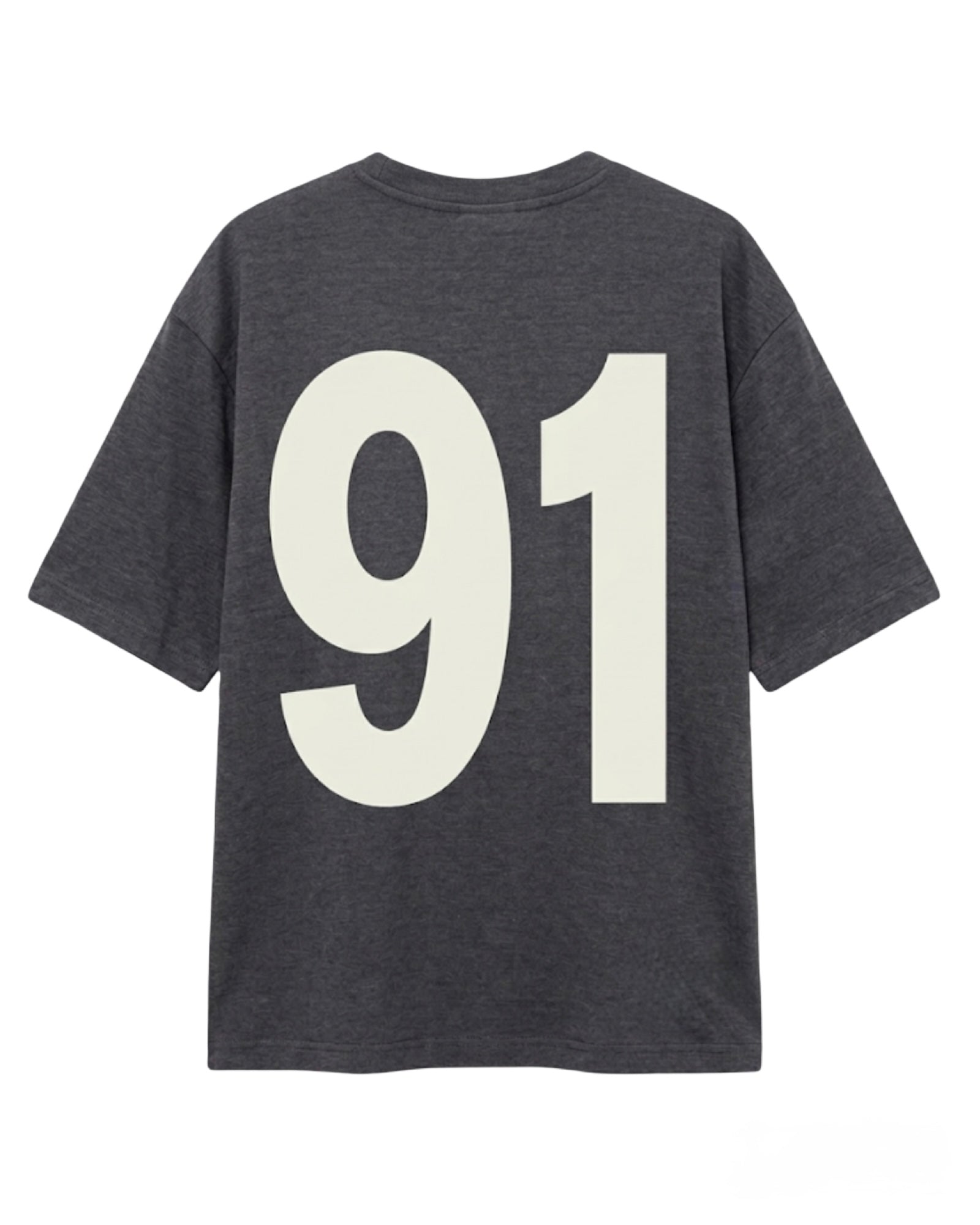 Pull&Bear (PB) Premium '91' Puff Streetwear T-Shirt | Charcoal Grey