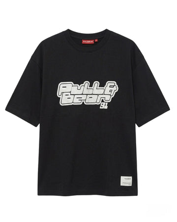 Pull&Bear (PB), Premium '91' Puff Streetwear T-Shirt - Jet Black