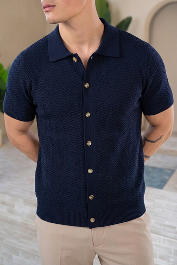 Zara Imported Knitted shirt - Navy Blue