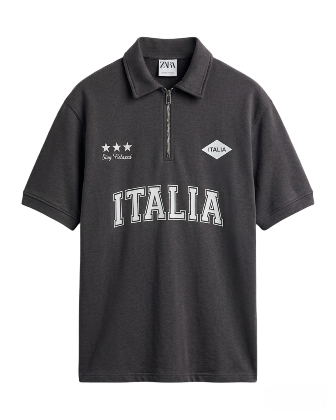 Zara - Italia Relaxed Polo - Charcoal Grey