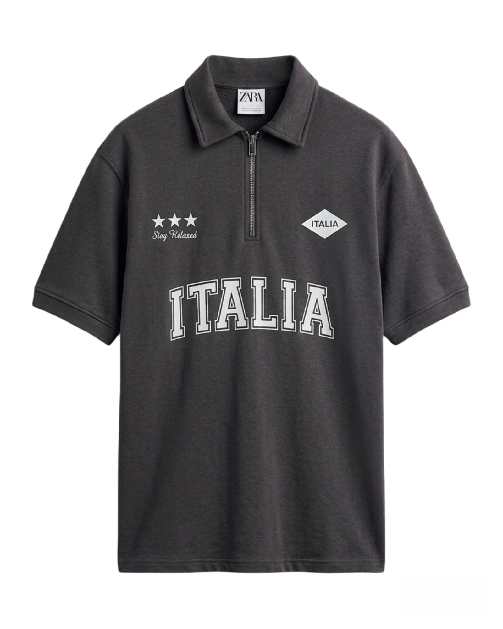 Zara - Italia Relaxed Polo - Charcoal Grey
