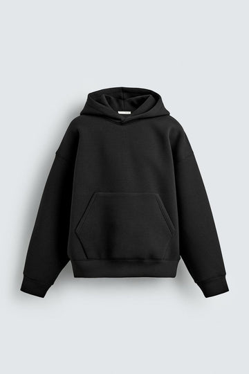 Zara Premium Unisex Plain Hoodie - Jet Black