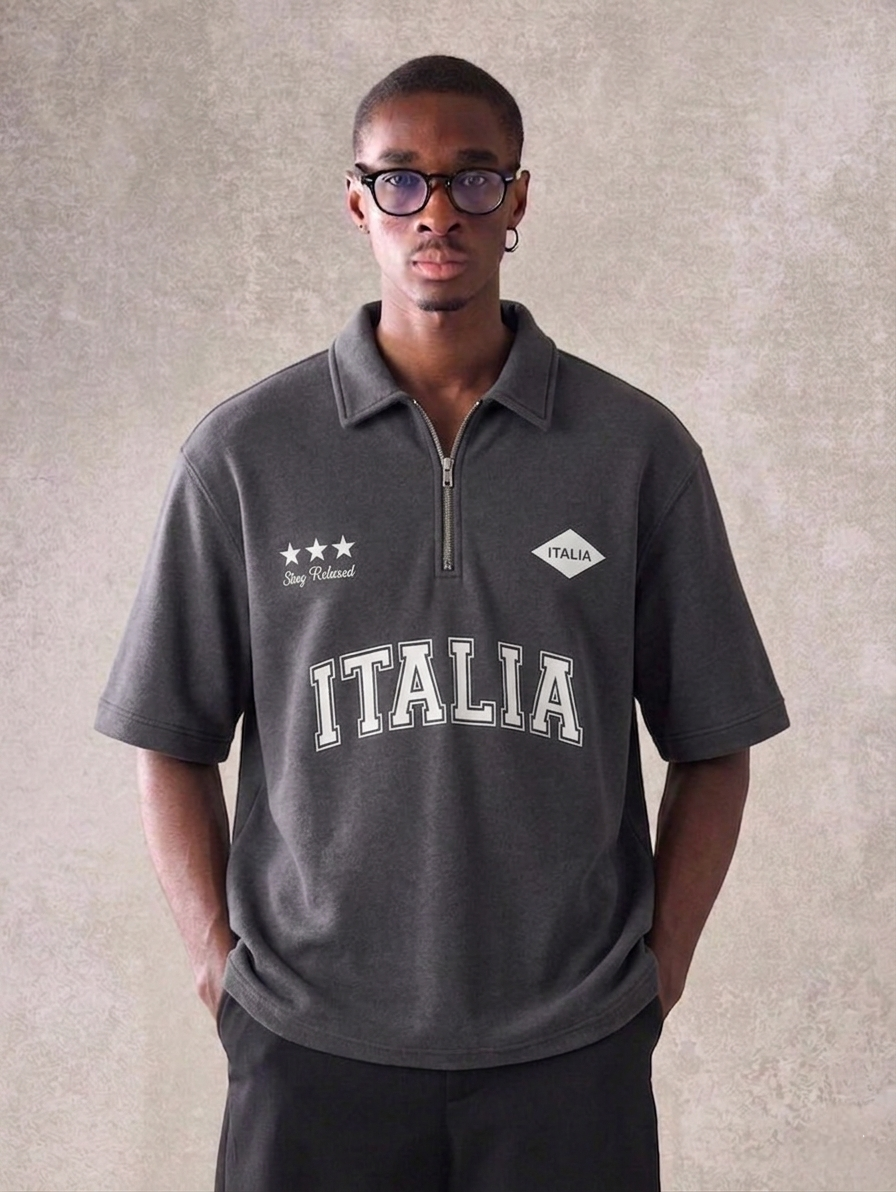 Zara - Italia Relaxed Polo - Charcoal Grey