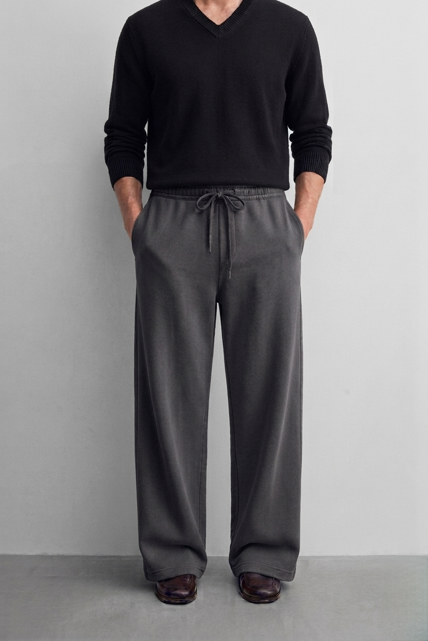 Zara - Wide Leg Trousers - Dark Grey