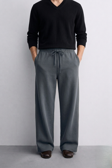 Zara - Wide Leg Trousers - Steel Blue