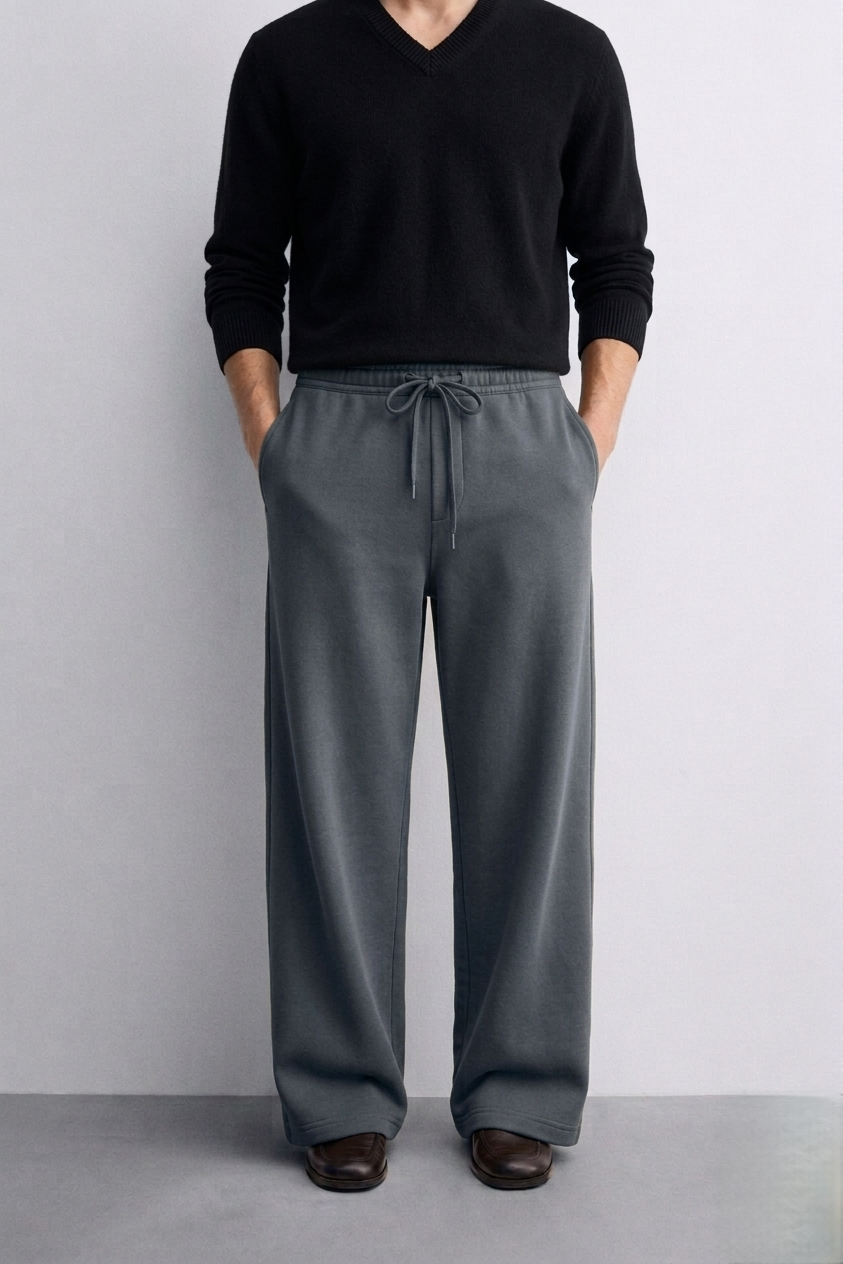 Zara - Wide Leg Trousers - Steel Blue